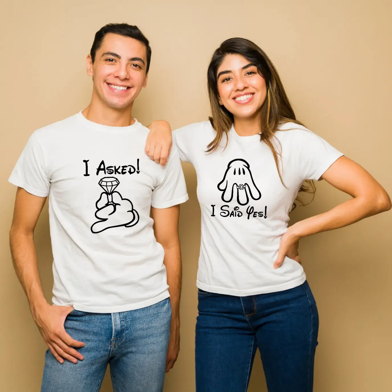 He: “I Asked” & She: “I Said Yes” Couple T-Shirt Set